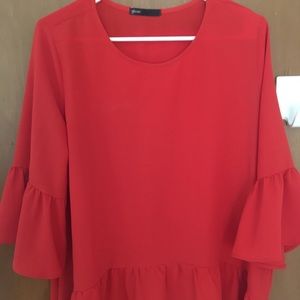 Gibson flare sleeve red top